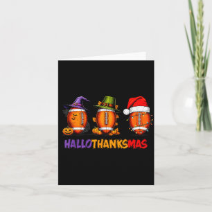 Funny Hallothanksmas Football Halloween Thanksgivi Card