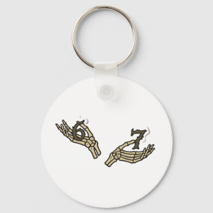 Funny Halloween 6 7 Meme Skeleton Hands Keychain