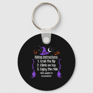 Funny Halloween Adult Sarcasm Humour Witch Riding Keychain