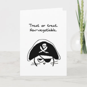 Funny Halloween - Angry Cat is a Pirate Card