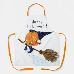 Funny Halloween Apron Witch Pumpkin Flying