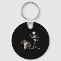 Funny Halloween Australian Shepherd And Skeleton