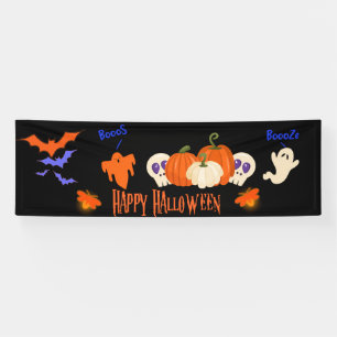 Funny Halloween Banner   Fall Pumpkin Ghosts 