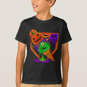 Funny Halloween Baseball Ice Cream Drip Boys Girls T-Shirt