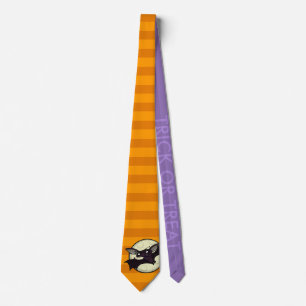 FUNNY HALLOWEEN BAT STRIPED TRICK OR TREAT TIE