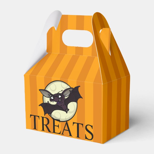 FUNNY HALLOWEEN BAT WITH STRIPES GABLE FAVOR BOX (Front Side)