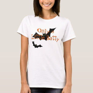 Funny Halloween Bats A Little Batty Orange Black T-Shirt