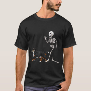 Funny Halloween Bernese Mountain Dog And Skeleton T-Shirt