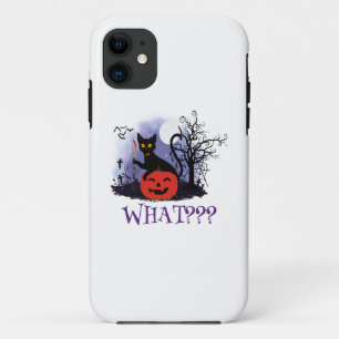 Funny Halloween Bewitched Black Cat What? iPhone 11 Case