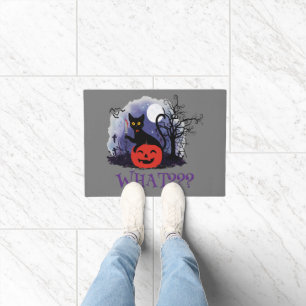 Funny Halloween Bewitched Black Cat What? Doormat