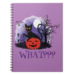 Funny Halloween Bewitched Black Cat What? Notebook