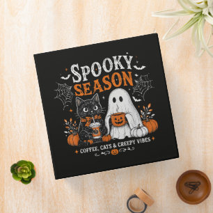 Funny Halloween Black Cat and Ghost Coffee Lover Binder