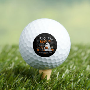 Funny Halloween Black Cat and Ghost Coffee Lover Golf Balls