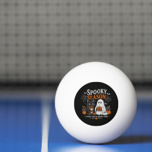 Funny Halloween Black Cat and Ghost Coffee Lover Ping Pong Ball