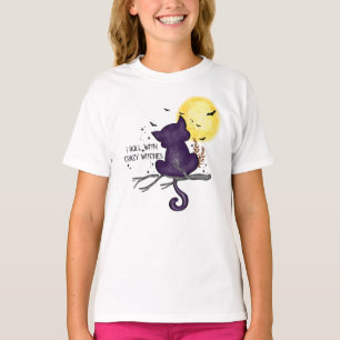 Funny Halloween Black Cat and Magical Moon T-Shirt