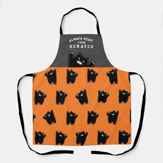 Funny Halloween Black Cat Apron (Front)