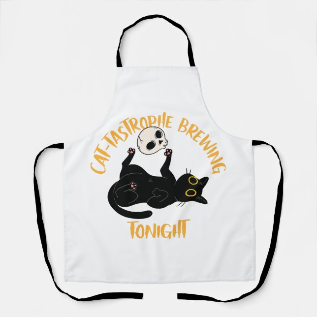 funny halloween black cat apron (Front)