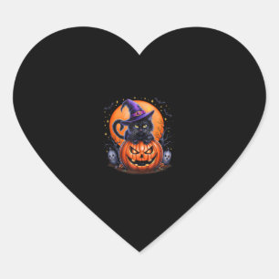 Funny Halloween Black Cat Pumpkin Costume Cat Love Heart Sticker