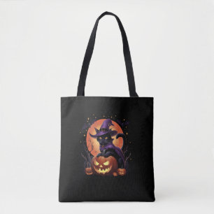Funny Halloween Black Cat Pumpkin Costume Cat Love Tote Bag
