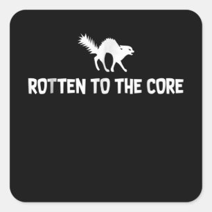 Funny Halloween Black Cat   Rotten To Core Costume Square Sticker