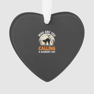 Funny Halloween Black Cat Scaredy Cat Vector Desig Ornament