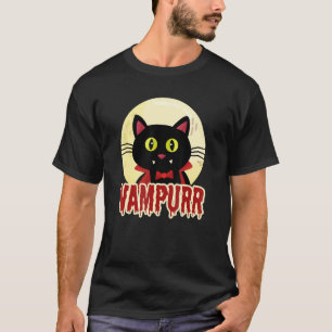Funny Halloween Black Cat Vampurr Vampire design T-Shirt
