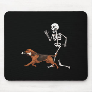 Funny Halloween Bloodhound and Skeleton Mouse Pad