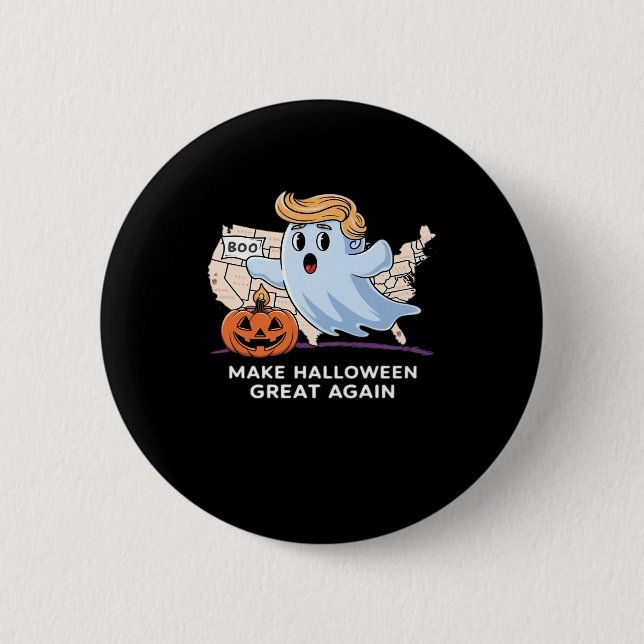 Funny Halloween Boo, Pumpkin Trumpkin, Make Hallow 2 Inch Round Button (Front)