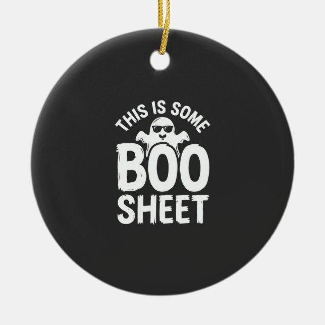 Funny Halloween Boo Sheet Ghost Design_1 Ceramic Ornament (Front)