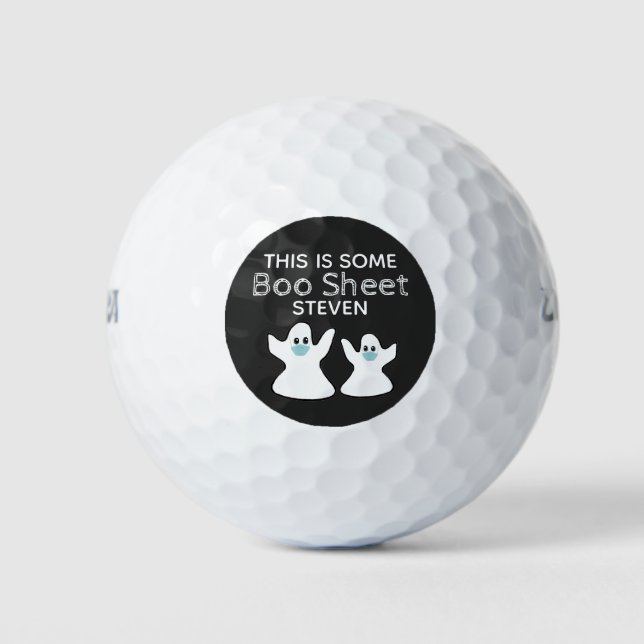 Funny Halloween Boo Sheet Ghost Quote Custom Golf Balls (Front)