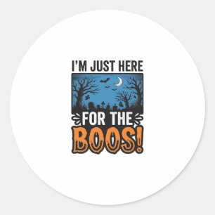 Funny Halloween Boos Vintage Ghost T-Shirt Design_ Classic Round Sticker