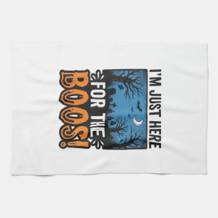 Funny Halloween Boos Vintage Ghost T-Shirt Design_ Kitchen Towel