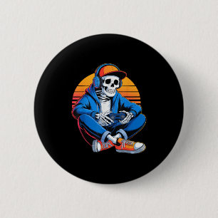 Funny Halloween Boys Men Kids Skeleton Video Gamin 2 Inch Round Button