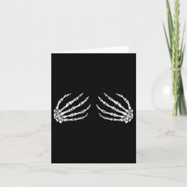Funny Halloween Breast Costume Fun Skeleton Hands  Card (Front)