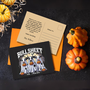 Funny Halloween Bull Sheet bulls ghost Postcard