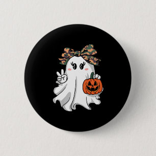 Funny Halloween Camouflage Camo Ghost Hello Huntin 2 Inch Round Button