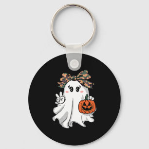 Funny Halloween Camouflage Camo Ghost Hello Huntin Keychain