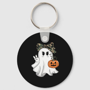 Funny Halloween Camouflage Camo Ghost Hello Huntin Keychain