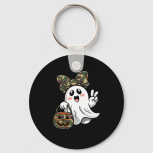 Funny Halloween Camouflage Camo Ghost Hello Huntin Keychain