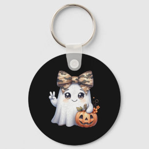 Funny Halloween Camouflage Camo Ghost Hello Huntin Keychain