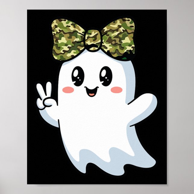 Funny Halloween Camouflage Camo Ghost Hello Huntin Poster (Front)