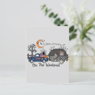 Funny Halloween Camping Postcard