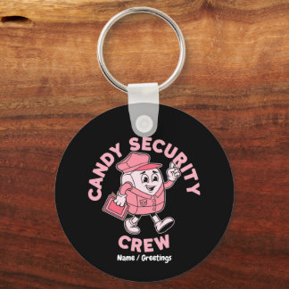 Funny Halloween Candy Quote Candy Security Crew  Keychain