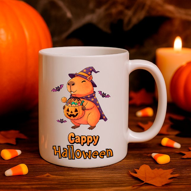 Funny Halloween Capybara “Cappy Halloween” Spooky  Coffee Mug (Creator Uploaded)