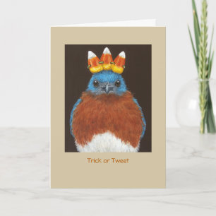 Funny Halloween card with bluebird