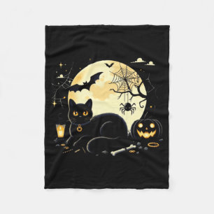 Funny Halloween Cat Costume Pumpkin Cat Black Cat Fleece Blanket