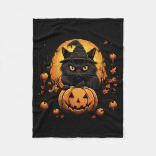 Funny Halloween Cat Costume Pumpkin Cat Black Cat Fleece Blanket
