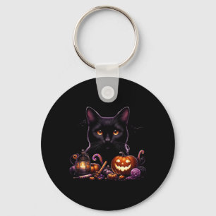 Funny Halloween Cat Costume Pumpkin Cat Black Cat Keychain
