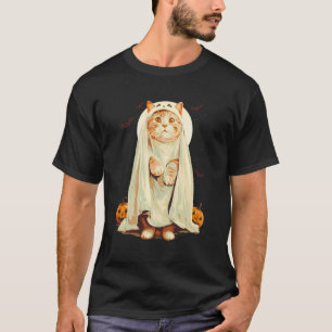 Funny Halloween Cat Ghost Cute Spooky Pumpkin T-Shirt