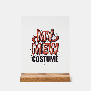 Funny Halloween Cat Mew Costume Vintage Design_1 Acrylic Sign